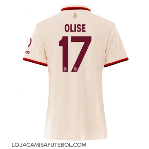 Camisa de Futebol Bayern Munich Michael Olise #17 Equipamento Alternativo Mulheres 2024-25 Manga Curta